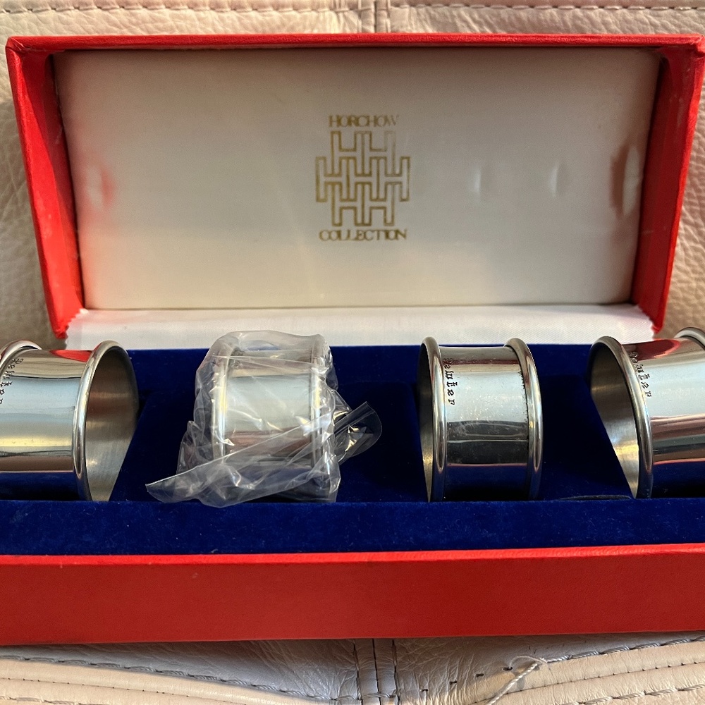 Horchow Collection Vintage Pewter napkin rings
